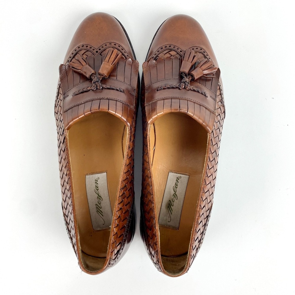 Mezlan Alicante Woven Leather Tassel Loafers Men's 10 M Brown Wingtip LKNU Spain - Picture 7 of 10